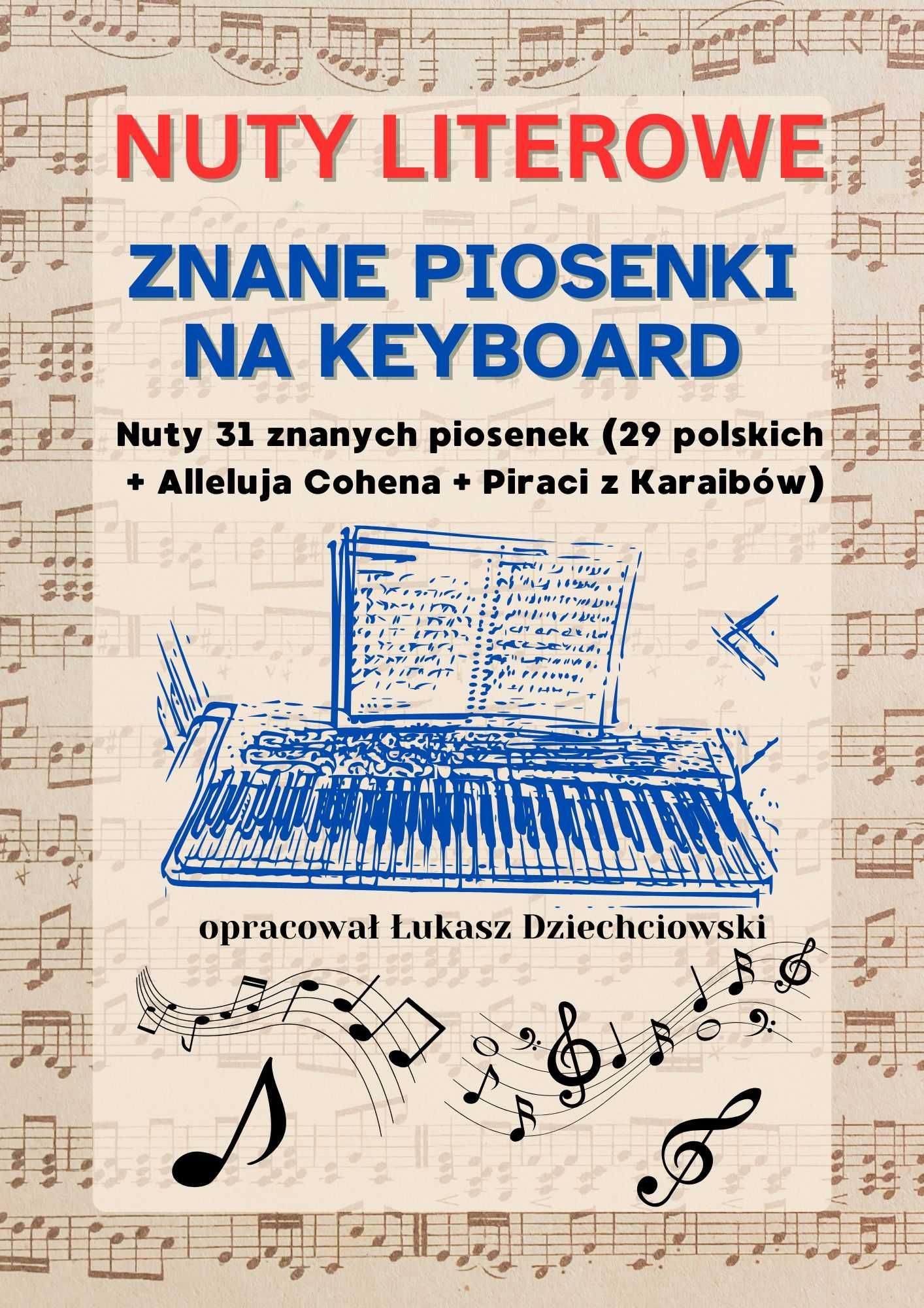 Nuty literowe znane piosenki - keyboard, akordy, słowa, 31 piosenek