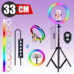 Кольцевая лампа 33 см MJ33 RGB+штатив 210см