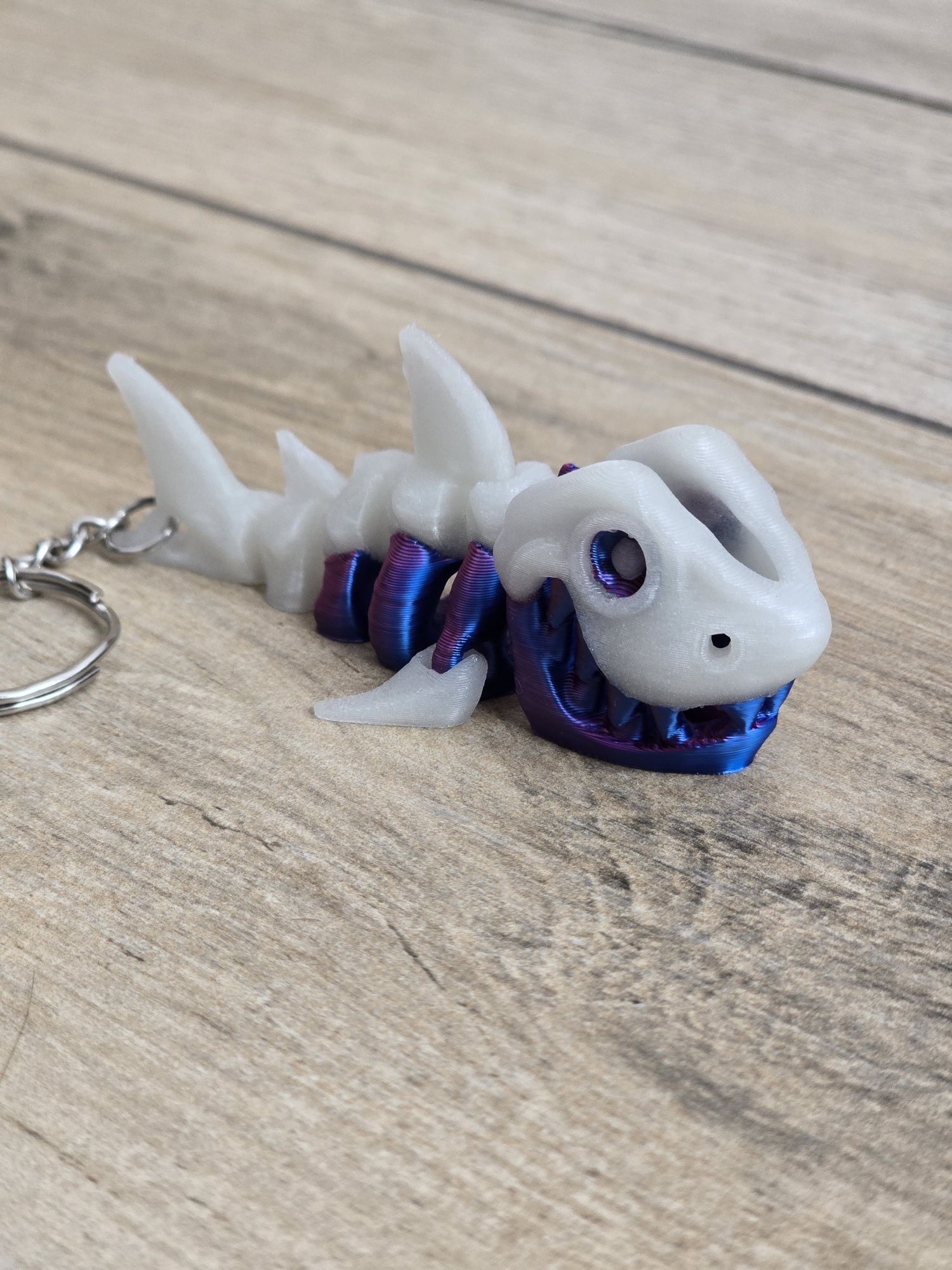 Breloczek Skieleton Shark + KeySpinner - Brelok Druk3d fidget Keychain