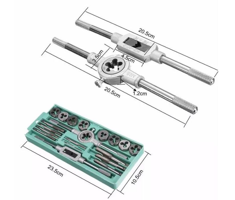 Kit' de abrir roscas (machos), caçonetes - caixa de 20 peças (novos)