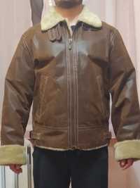 Мужская зимняя куртка из натуральной кожи rino & pelle (коричневая)