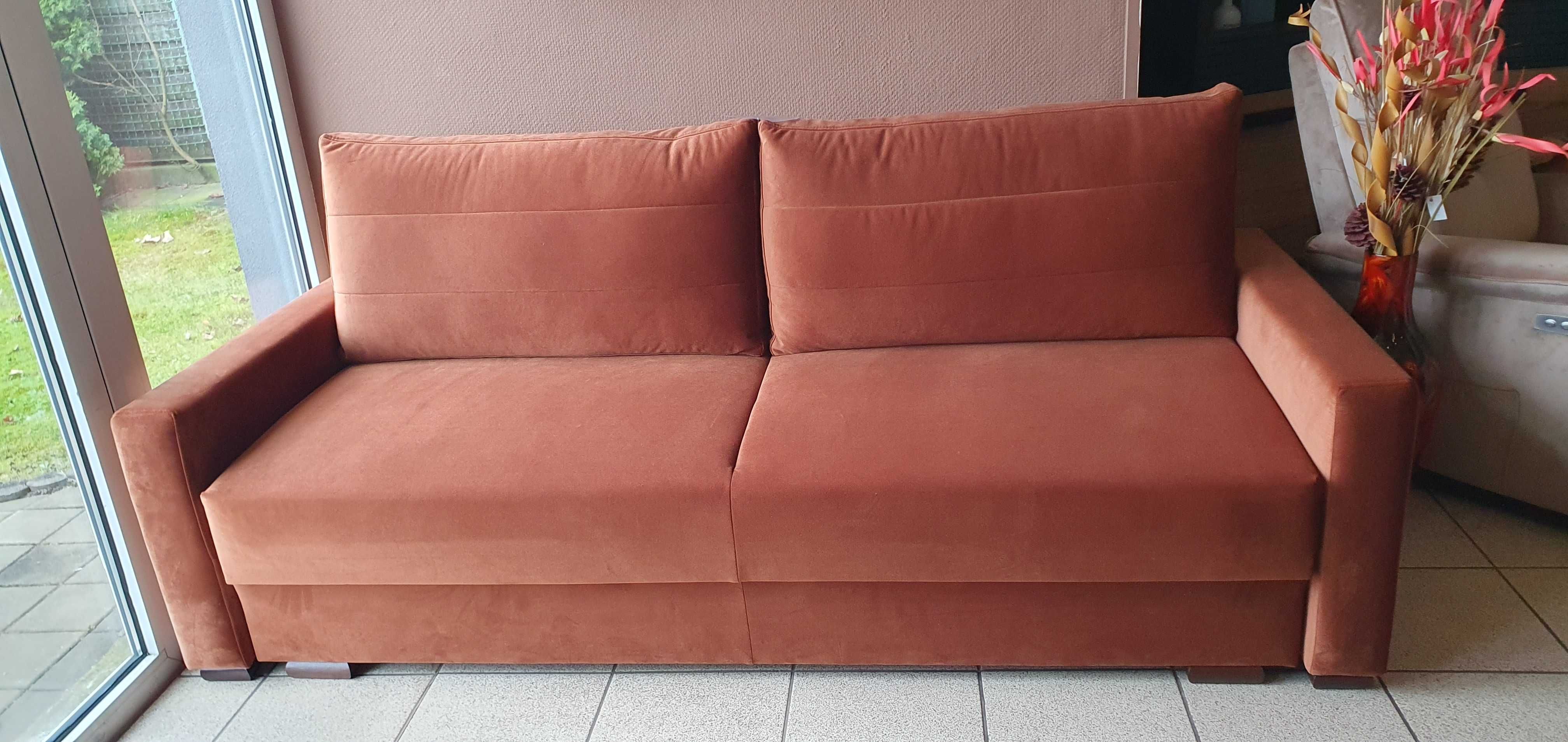 Sofa 215 cm rozkładana w rudym kolorze NELSON