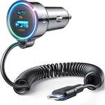 Joyroom szybka ładowarka samochodowa 3 w 1 z kablem Usb Typ C 1,6m 60w