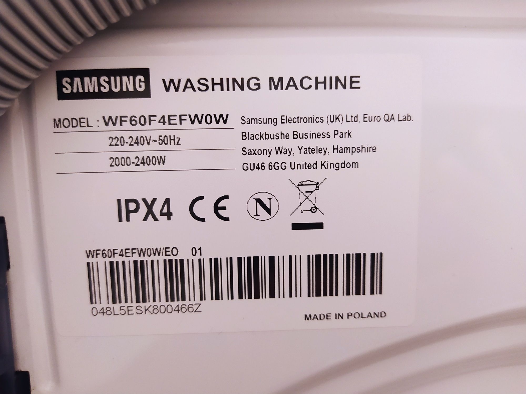 Części do Pralki Samsung EcoBubble WF60F4EFW0W