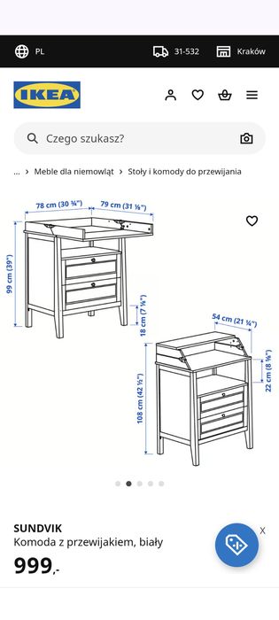 Ikea sundvik komoda dla niemowląt