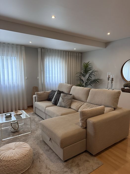 Sofá 3 lugares c/chaise longue, Hillared bege Ikea