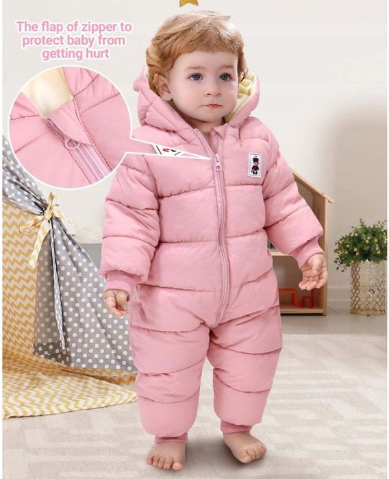 Minizone Dziecięcy Kombinezon Zimowy Z Kapturem,