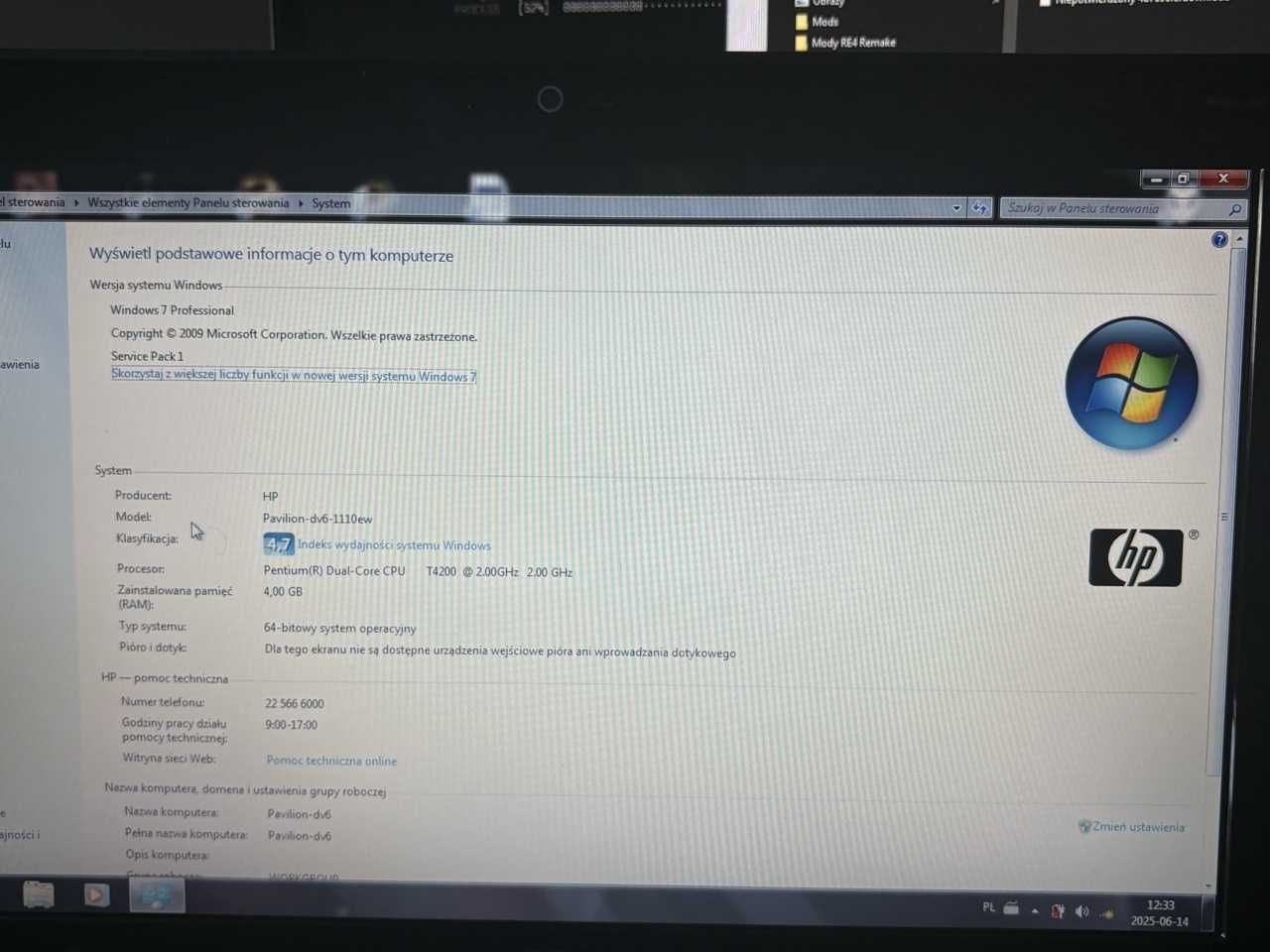 Laptop HP Pavilion dv6-1110ew 1TB HDD 4GB DDR2 HD 4530