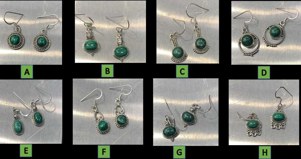 Brincos em prata com Malaquita