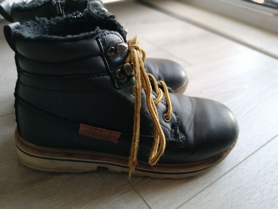 Chłopięce buty zimowe skórzane COOLCLUB, rozm. 32, czarne