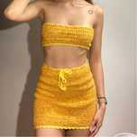 Conjunto em crochê Top + Saia + Faixa
