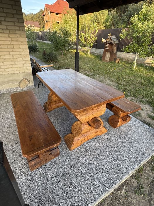 Ручна робота Дубовий Стіл/Лавочки Дуб Ясень Сад Епоксидна смола