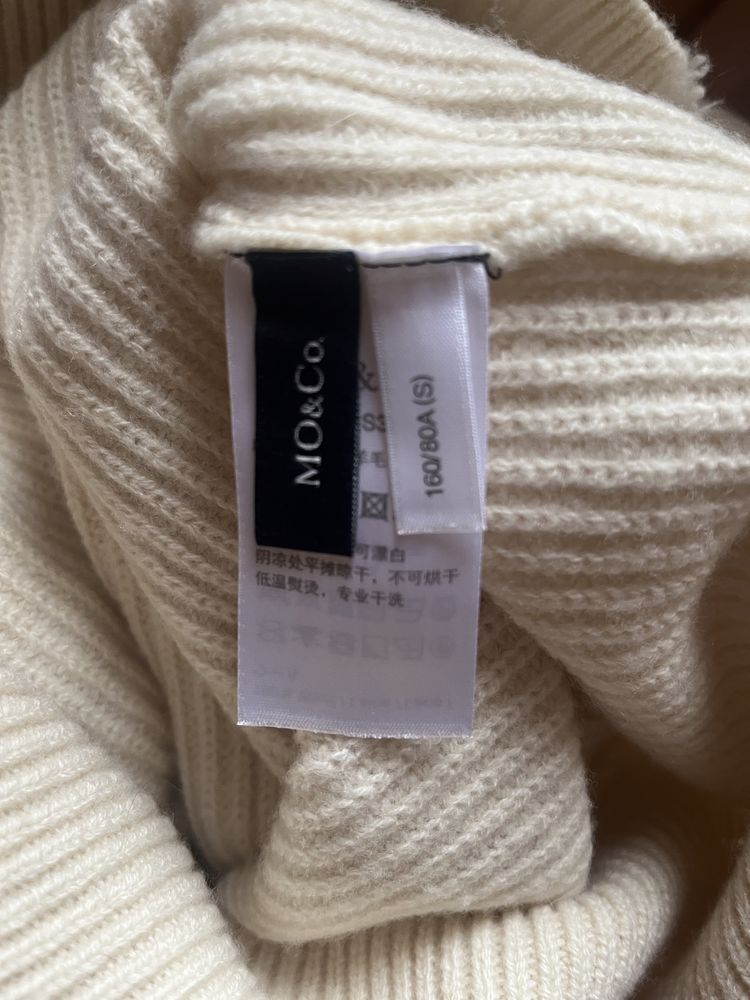 Wełniana sukienka 100% sweter wełna kremowa długa ciepła gruba s