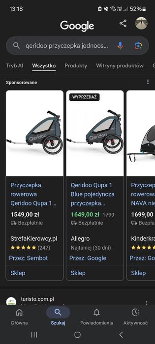 Przyczepka rowerowa 1 osobowa