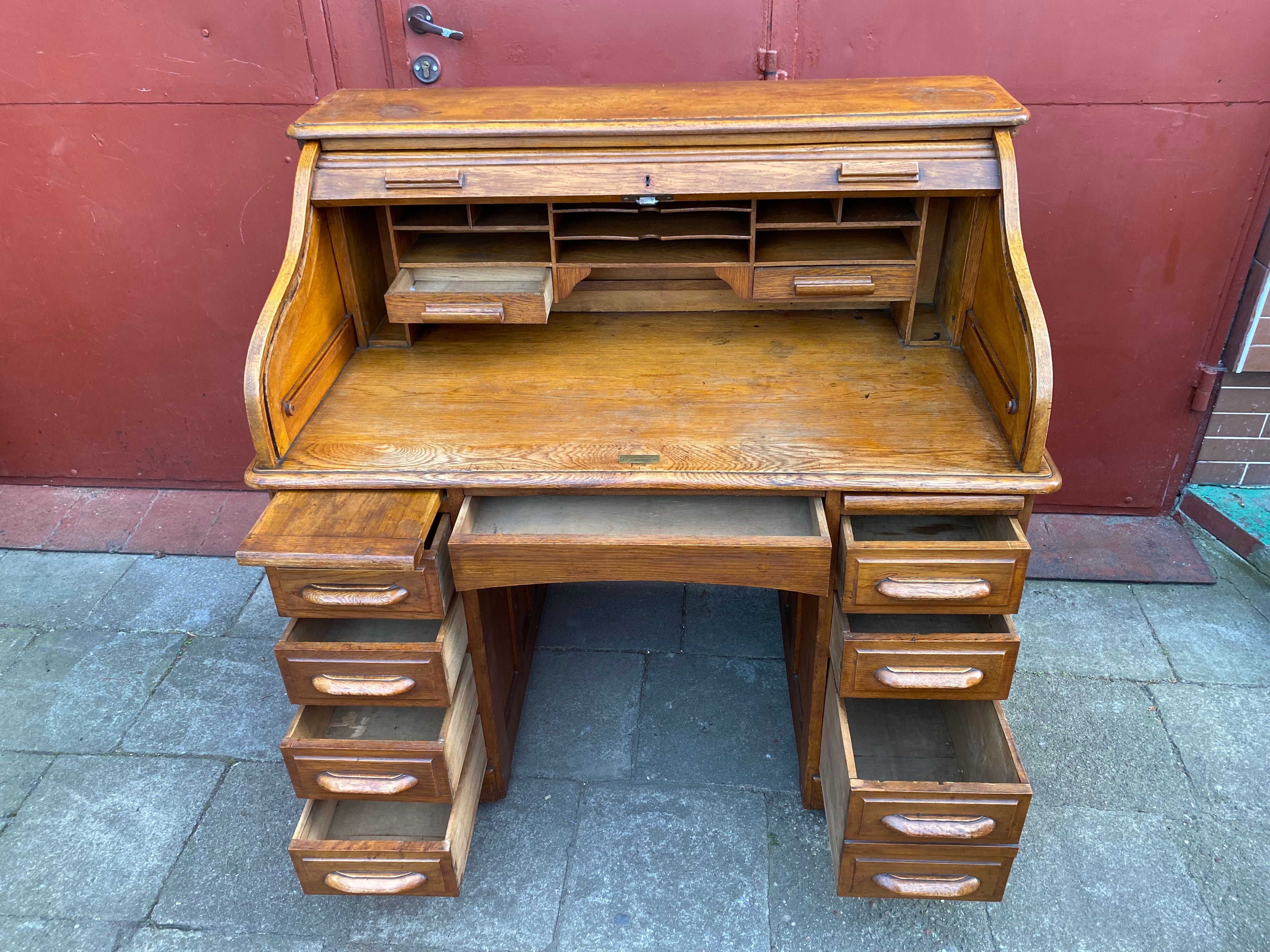 Stare biurko sekretarzyk roleta + krzesło antyk Anglia
