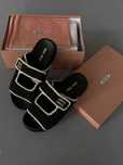 Жіночі шльопанці Miu Women's Miu Crochet knit slides чорний mm04 ТОП