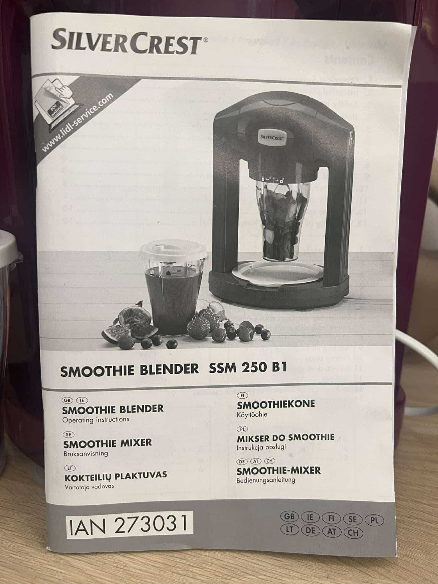 Blender Mikser Kielichowy do smoothie 3 wkłady + pokrywki SILVERCREST