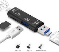 Универсальный картридер 5 в 1 Type C, micro USB, micro sd, USB