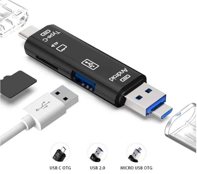 Универсальный картридер 5 в 1 Type C, micro USB, micro sd, USB