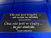 Tablice rejestracyjne na samochód ślub