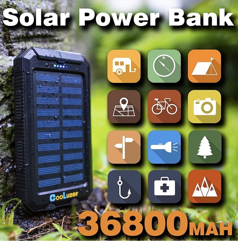 Power Bank 36800 мАч Solar фонарик компас Оригинал павер банк
