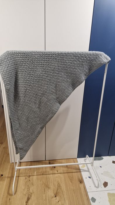 Ręcznie robiona chusta akryl koc narzuta wełna ażurowy handmade nowa