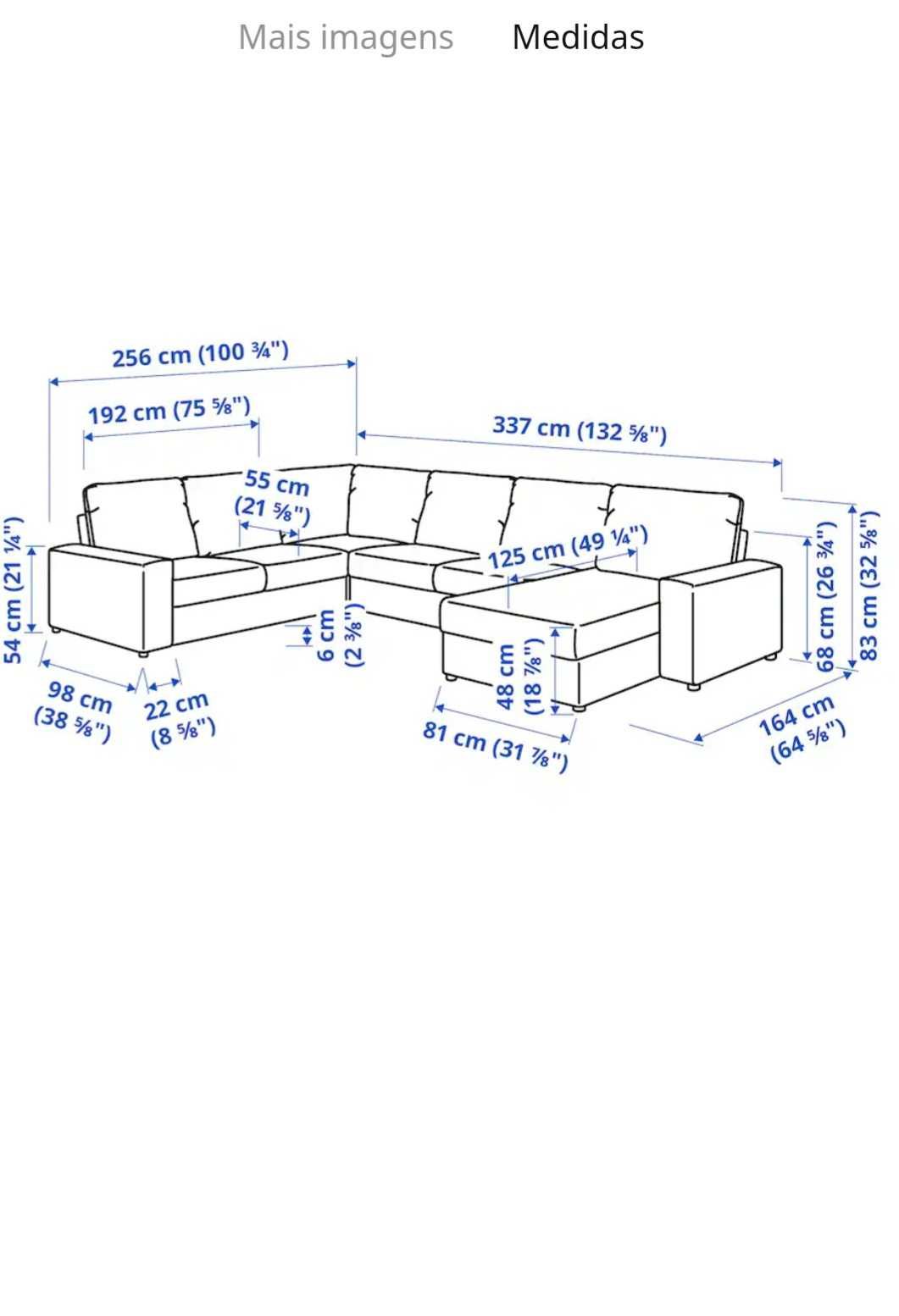 VIMLE Sofá canto, 5lugd c/chaise longue, c/braços largos/Gunnared cinz