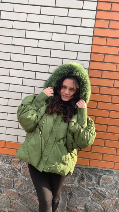 Пуховик хутро єнот