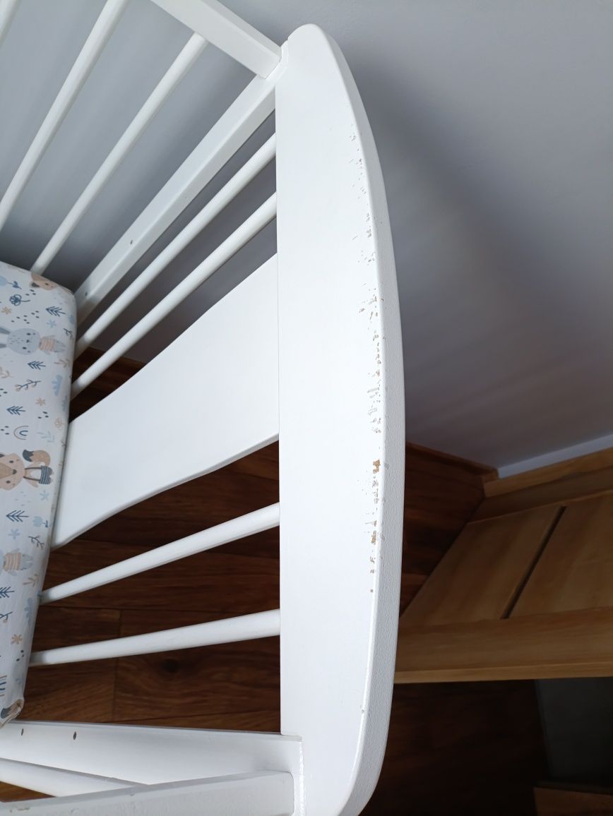Łóżeczko drewniane białe 60x120 z szufladą,3 poziomy regulacji