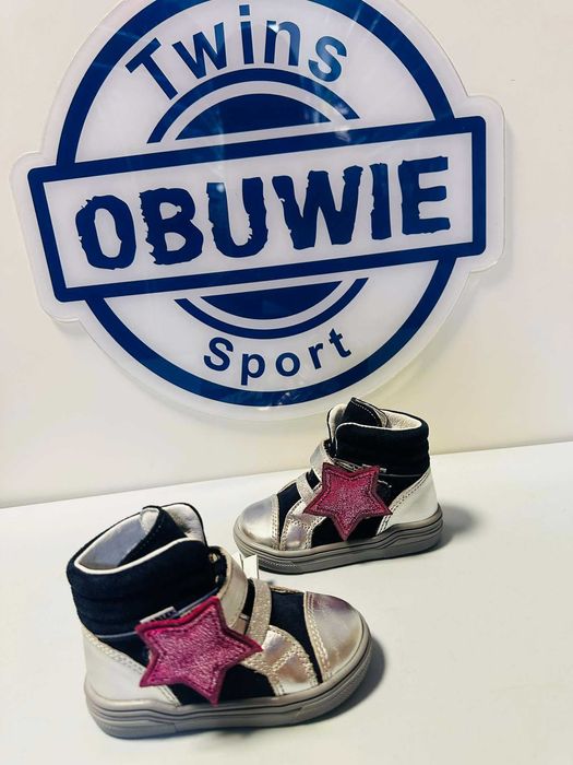 Bartek trzewiki skórzane  srebrne dla dziewczynki   22