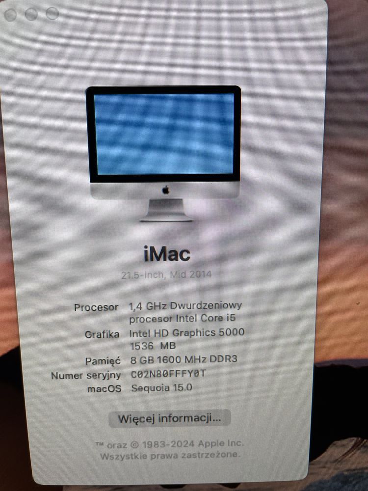 Komputer stacjonarny Imac apple