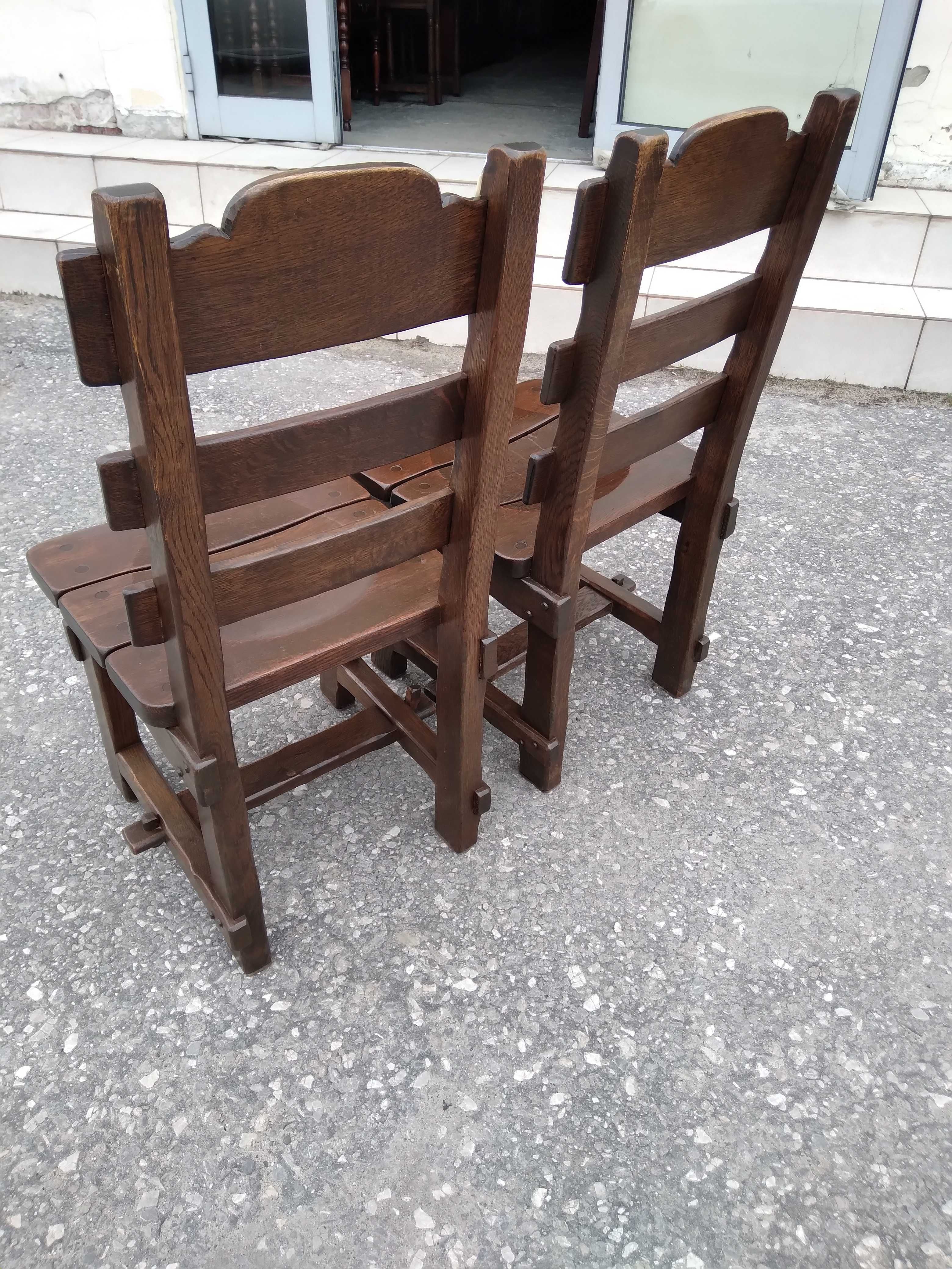 Komplet 4 krzeseł krzesła drewniane dębowe masywne solidne FV DOWÓZ