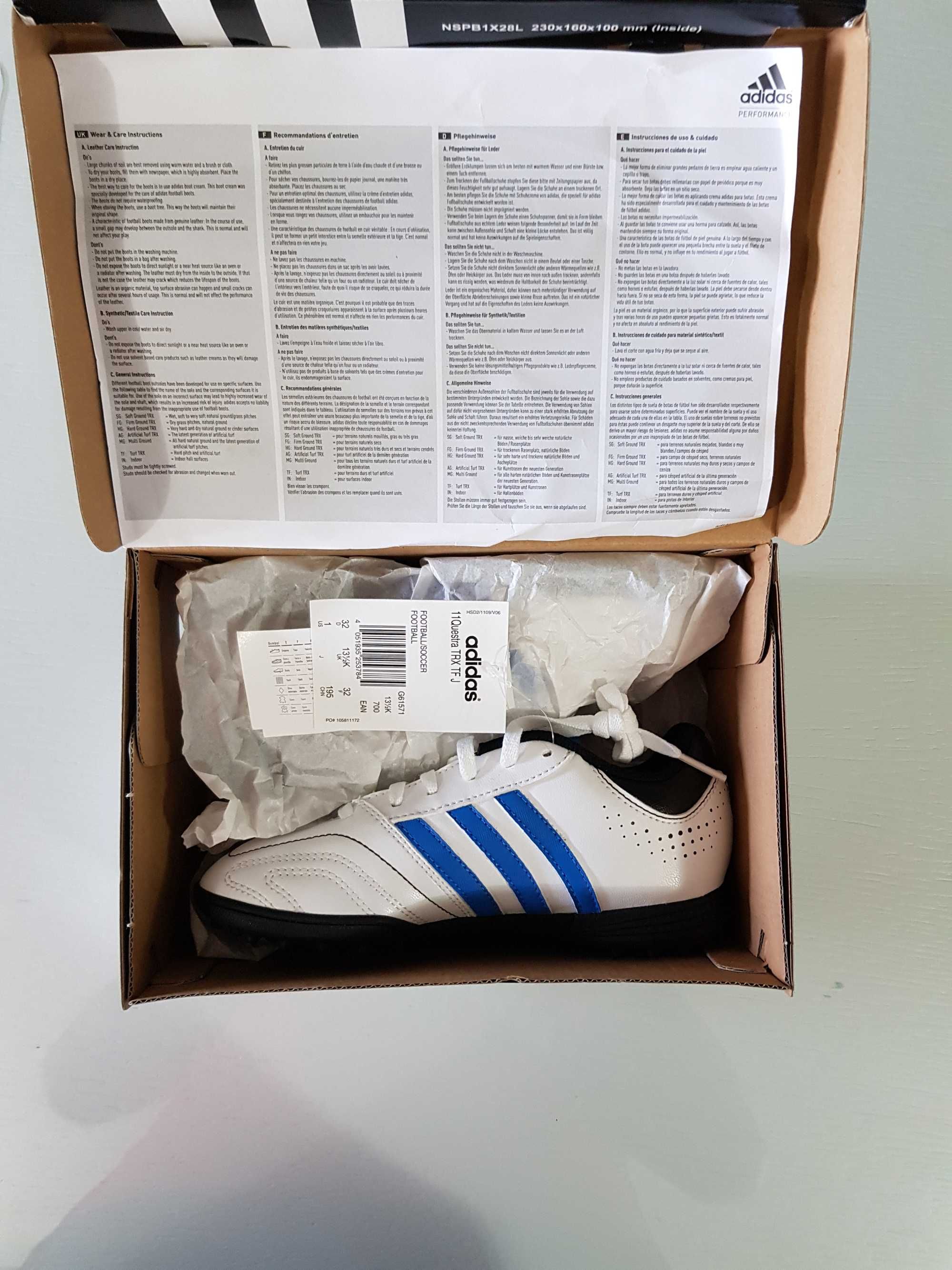 Chuteiras Adidas para Futebol, Novas em Folha, em Caixa Original, N°32