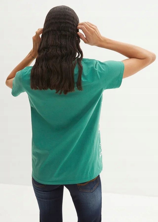 B.P.C zielony t-shirt bawełniany z nadrukiem ^40/42