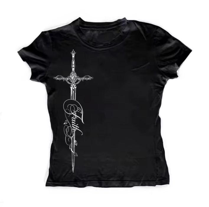 чорна футболка y2k s розміру