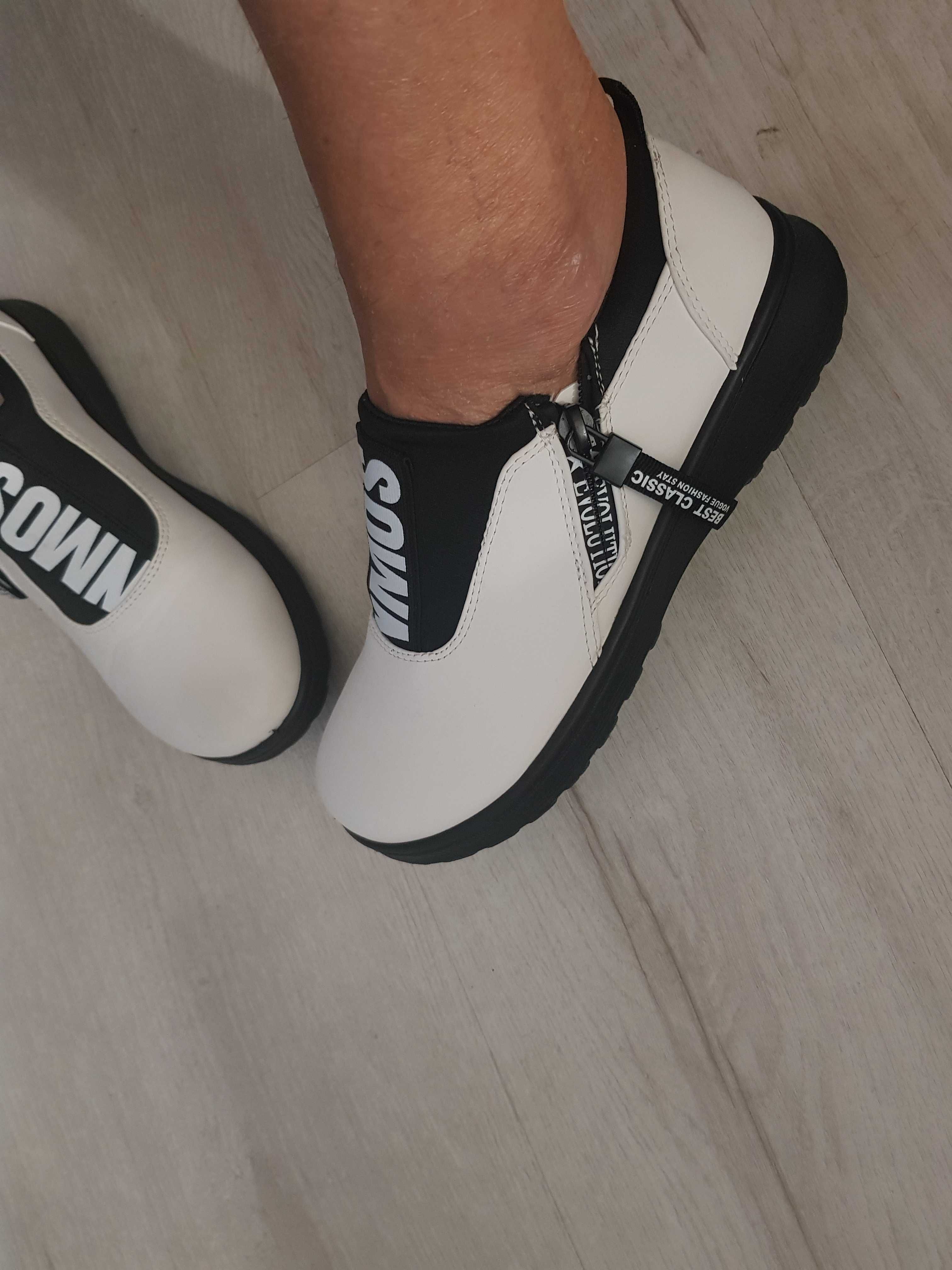 sliczne czarno-biale sneakersy adidasy 38  NOWE