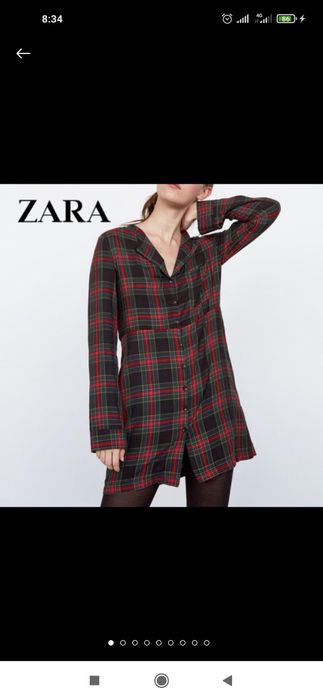 Клетчатое платье рубашка в клетку сукня туника туніка zara trafaluc co