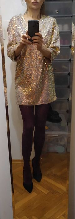 Cekiny Sukienka cekinowa H&M r. XS sylwester nowa z metką