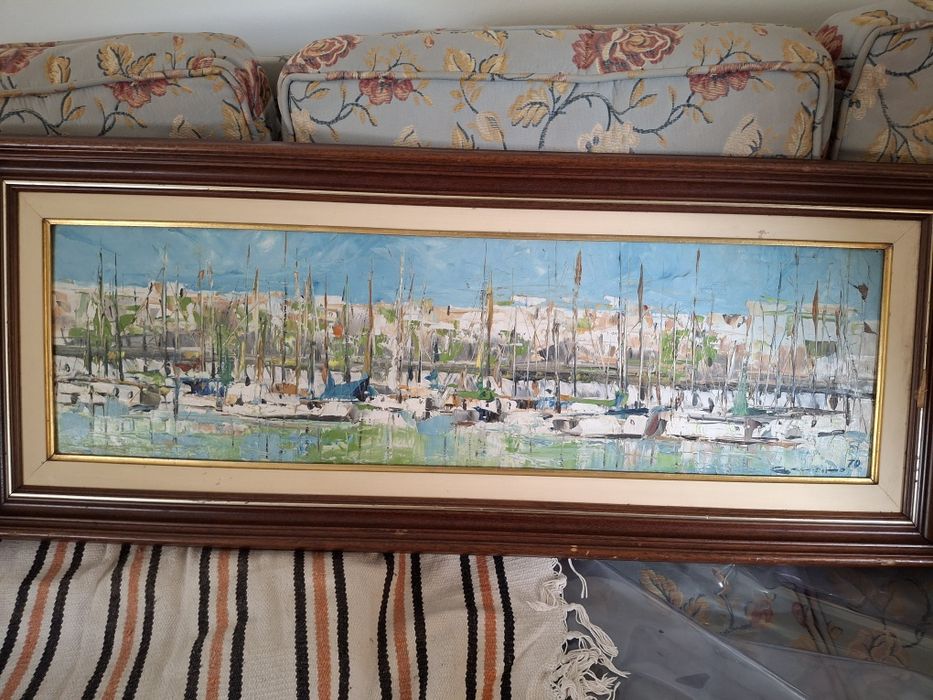 Quadro a óleo barcos marinha