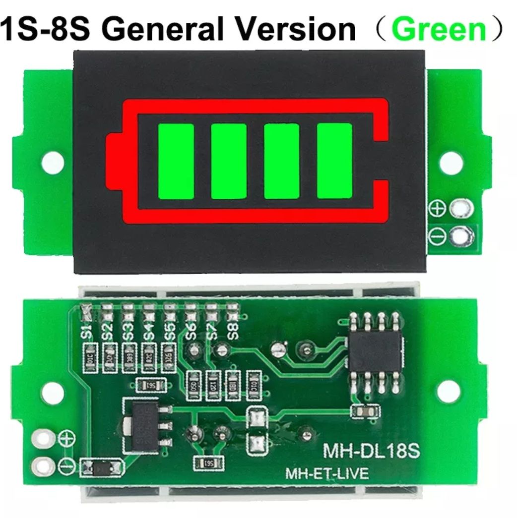 LED Індикатор рівня заряду li-ion  1-2-3-4-5-6-7-8S універсальний.