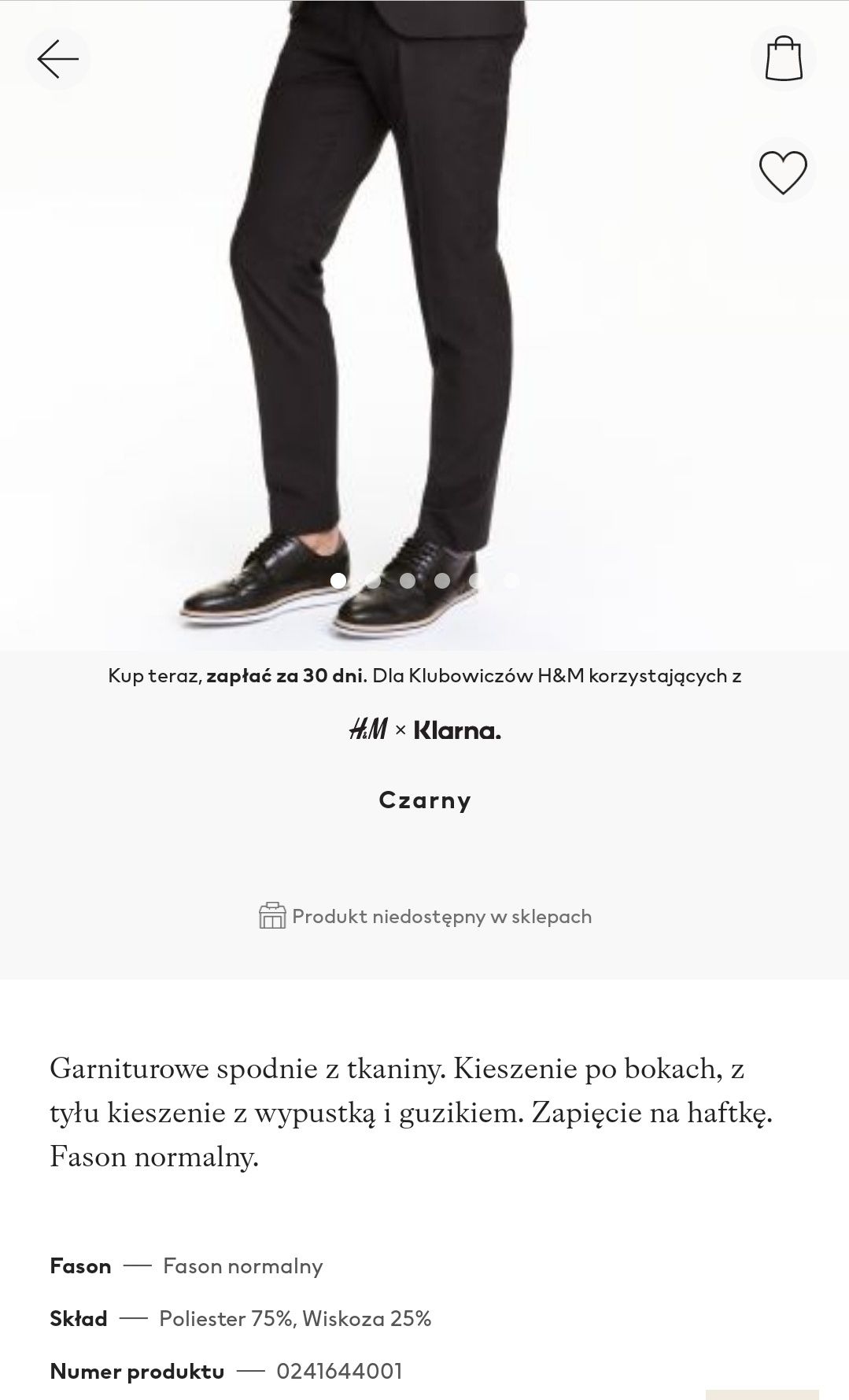 Nowe H&M spodnie garniturowe męskie r.32