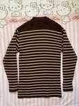 Brązowy sweter półgolf w paski 100% wełna woolmark M/L 38/40