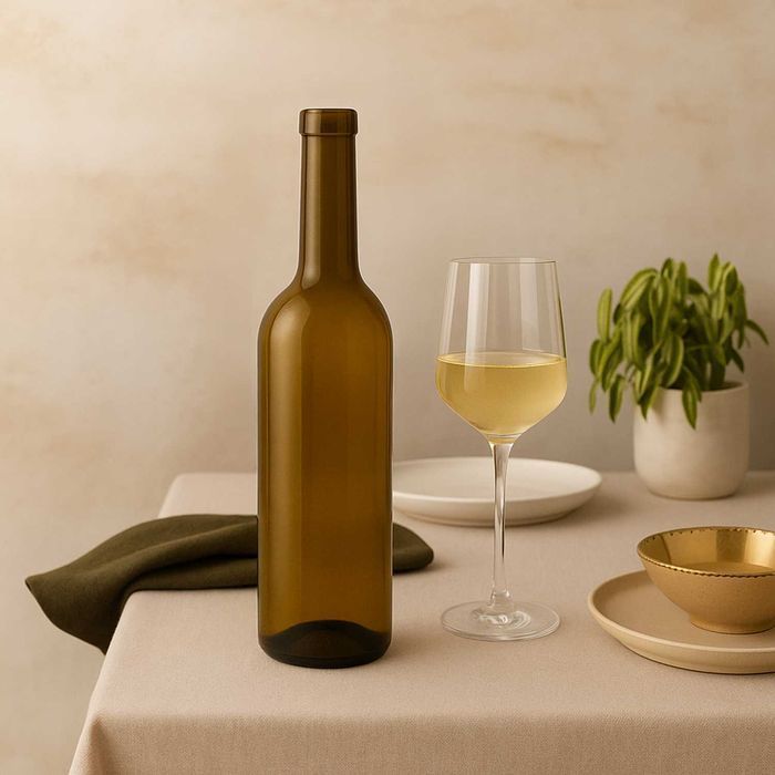 Zestaw 30 sztuk - butelka BORDEAUX 750 ml oliwkowa na wino z korkiem
