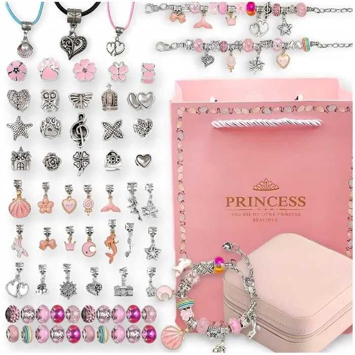 Duży Zestaw Do Robienia Bransoletek Naszyjników Charms Dla Dziewczynki