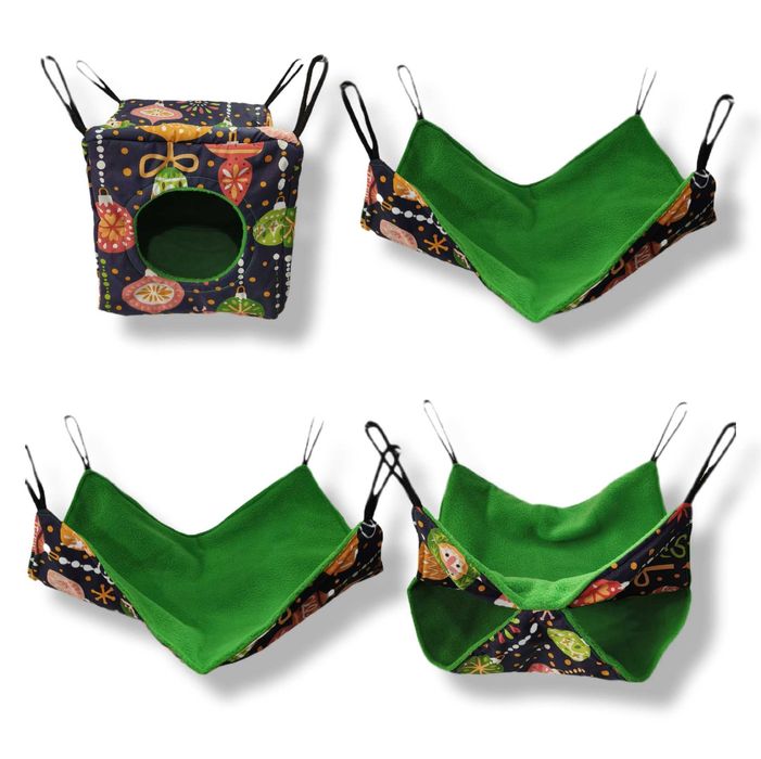 Świąteczne hamaki i domek dla gryzoni, świnki, szczura, szynszyla