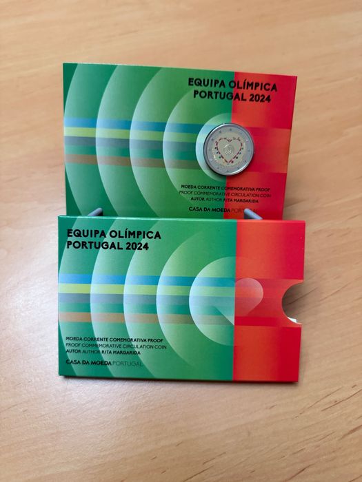 Moeda 2€ colorida Portugal Jogos Olímpicos 2024 Proof