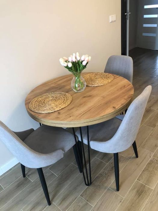 Stół okrągły, rozkładany, loft, industrial