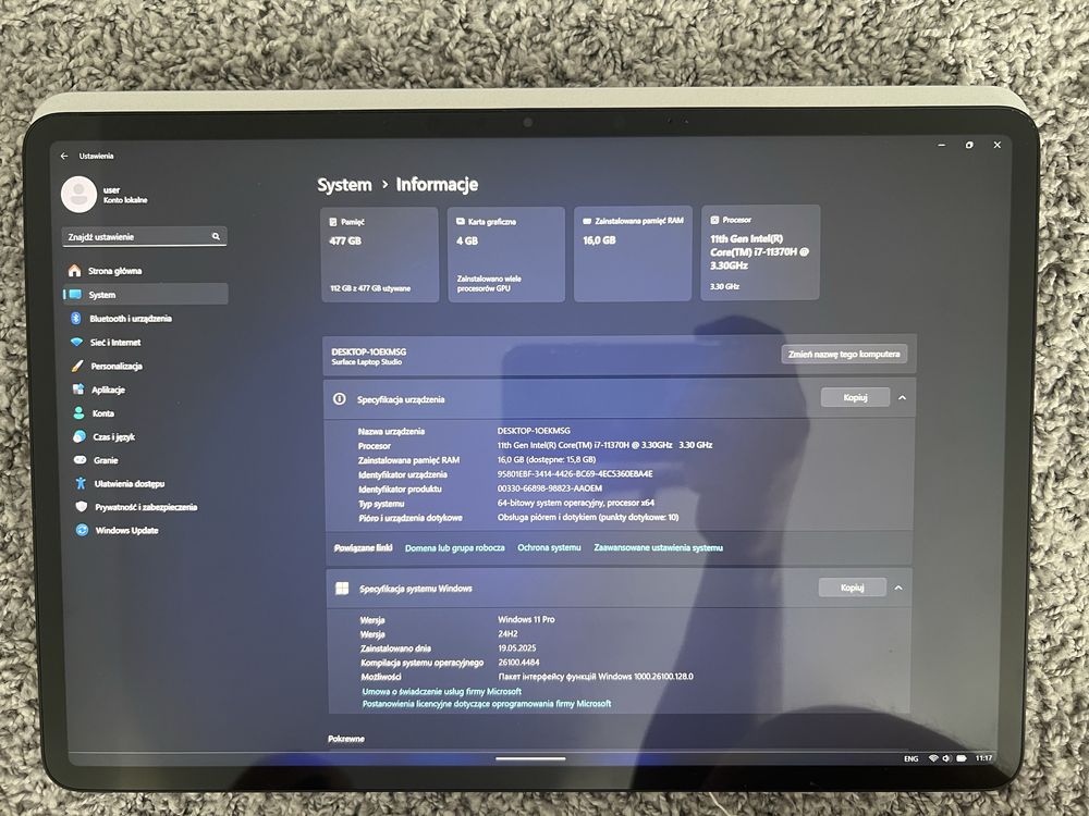 Laptop 2w1/Microsoft Studio/Intel Core I7-11370H/RTX 3050Ti