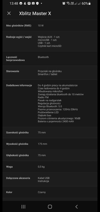Glosnik Bluetooth duzy super basy i wysokie Xblitz Master XXI