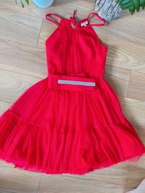 Sukienka czerwona  z paskiem rozmiar xs